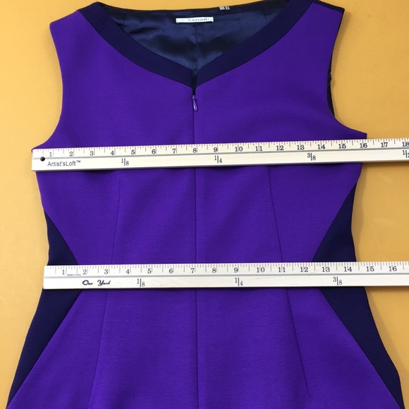 Tahari Sheath Purple Blue Career Illusion Dress - Picture 8 of 12